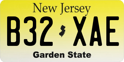 NJ license plate B32XAE