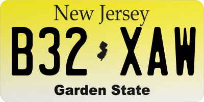 NJ license plate B32XAW