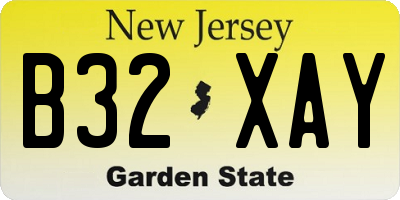 NJ license plate B32XAY
