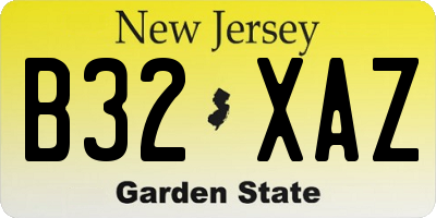 NJ license plate B32XAZ