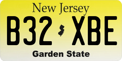 NJ license plate B32XBE