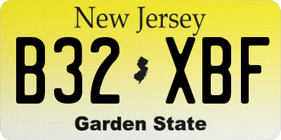 NJ license plate B32XBF