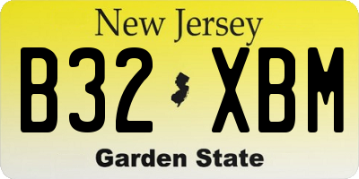 NJ license plate B32XBM