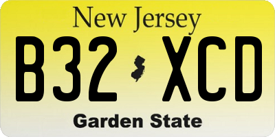 NJ license plate B32XCD
