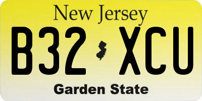 NJ license plate B32XCU