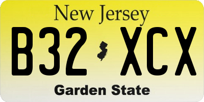 NJ license plate B32XCX