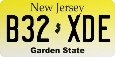 NJ license plate B32XDE