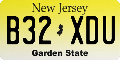 NJ license plate B32XDU