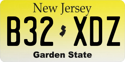 NJ license plate B32XDZ