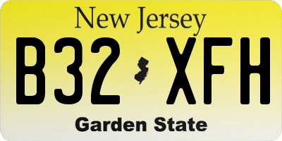 NJ license plate B32XFH