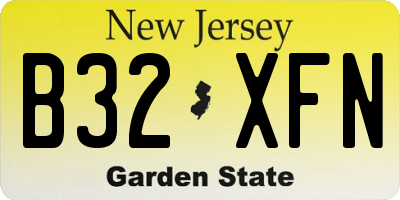 NJ license plate B32XFN