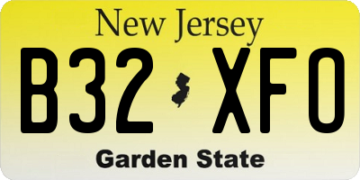 NJ license plate B32XFO