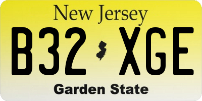 NJ license plate B32XGE