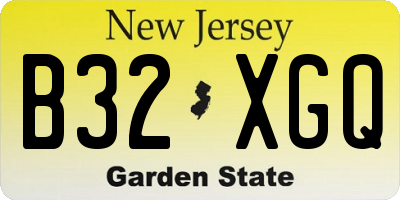 NJ license plate B32XGQ