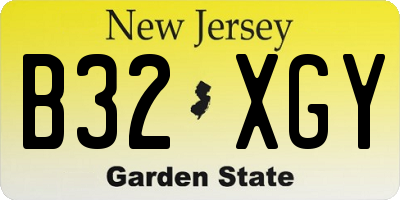 NJ license plate B32XGY