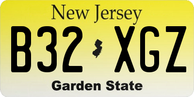 NJ license plate B32XGZ