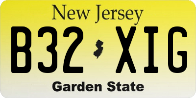 NJ license plate B32XIG