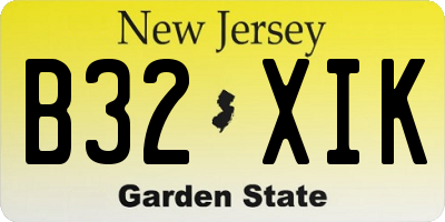 NJ license plate B32XIK