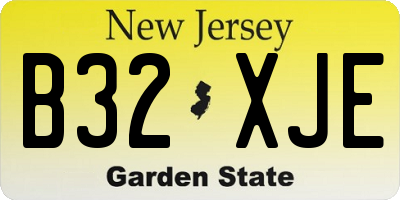 NJ license plate B32XJE