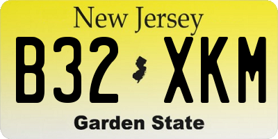 NJ license plate B32XKM