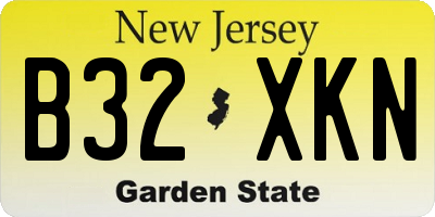 NJ license plate B32XKN