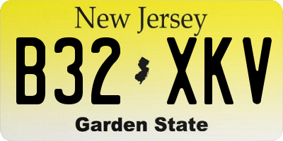 NJ license plate B32XKV