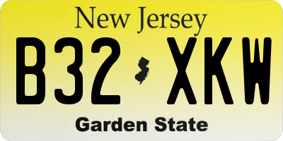 NJ license plate B32XKW