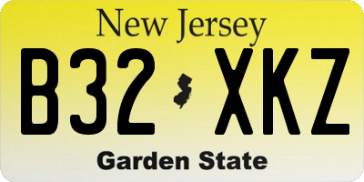 NJ license plate B32XKZ