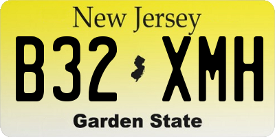 NJ license plate B32XMH