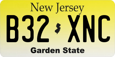NJ license plate B32XNC