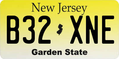 NJ license plate B32XNE