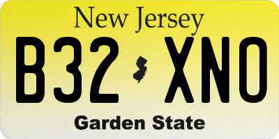NJ license plate B32XNO