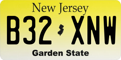 NJ license plate B32XNW