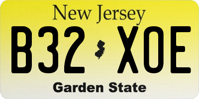NJ license plate B32XOE