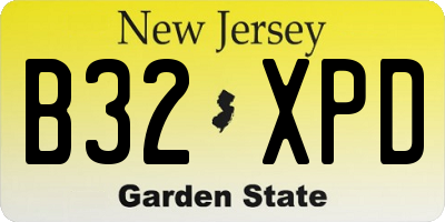 NJ license plate B32XPD