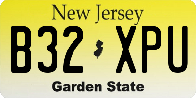 NJ license plate B32XPU