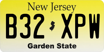 NJ license plate B32XPW