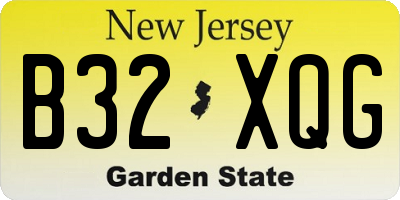 NJ license plate B32XQG