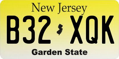 NJ license plate B32XQK