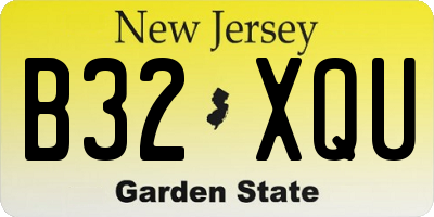 NJ license plate B32XQU