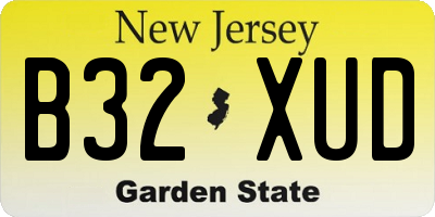 NJ license plate B32XUD