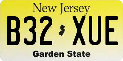 NJ license plate B32XUE