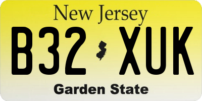 NJ license plate B32XUK