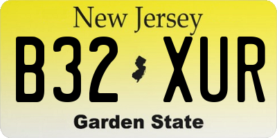 NJ license plate B32XUR