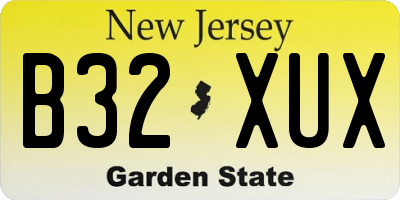 NJ license plate B32XUX