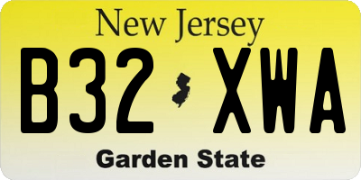 NJ license plate B32XWA