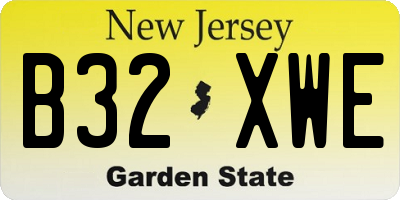 NJ license plate B32XWE