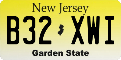 NJ license plate B32XWI
