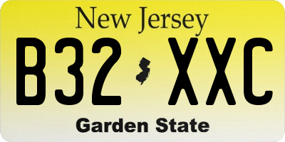 NJ license plate B32XXC