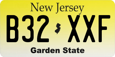 NJ license plate B32XXF